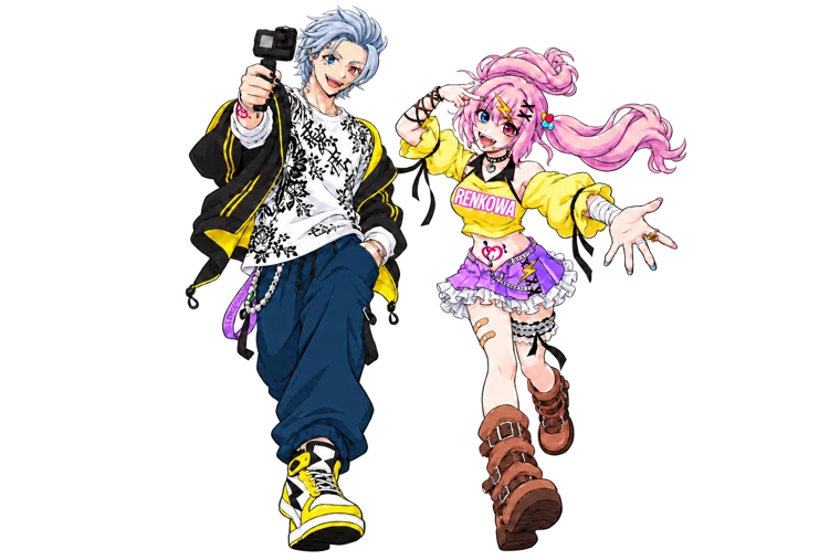 並んで歩くレンコワキャラクター